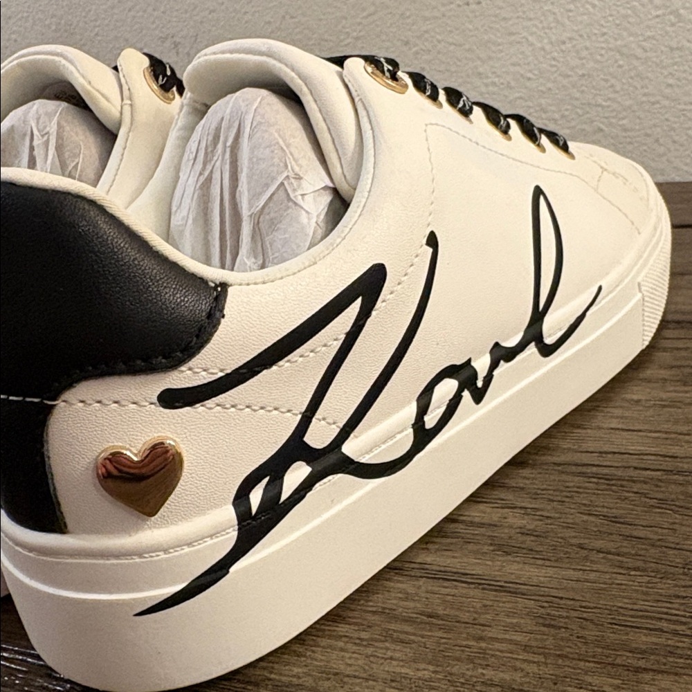 NEW [Karl Lagerfeld] Candace Signature Logo Sneakers Black/White Women’s 6 & 6.5 - Picture 8 of 12